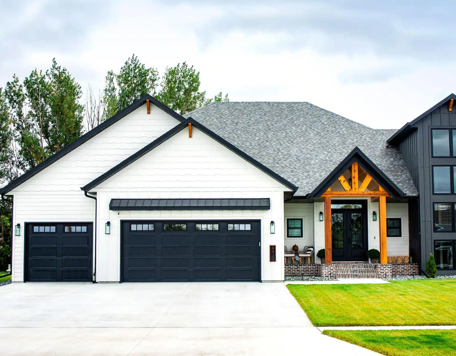 White long panel carriage garage door