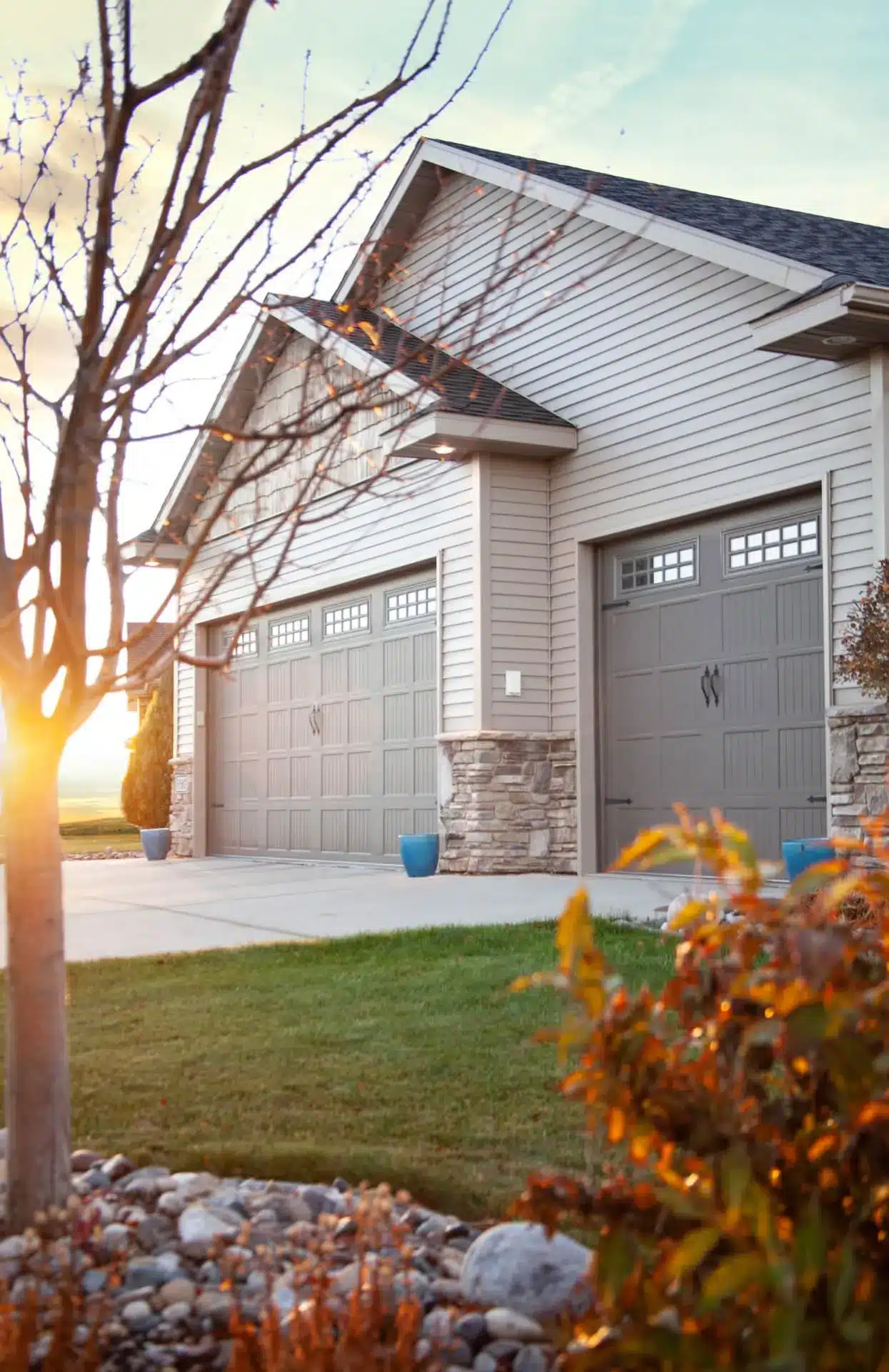 White short panel carriage garage door